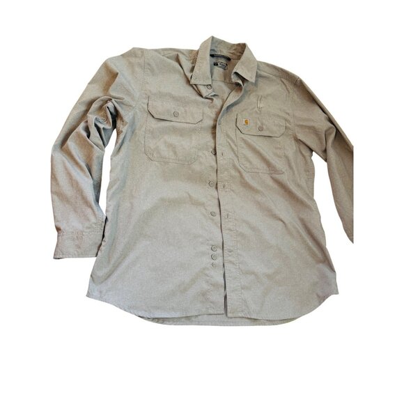 Carhartt Men's Relaxed Fit Long Sleeve Gray Button-Down Shirt.Size L - Picture 1 of 6
